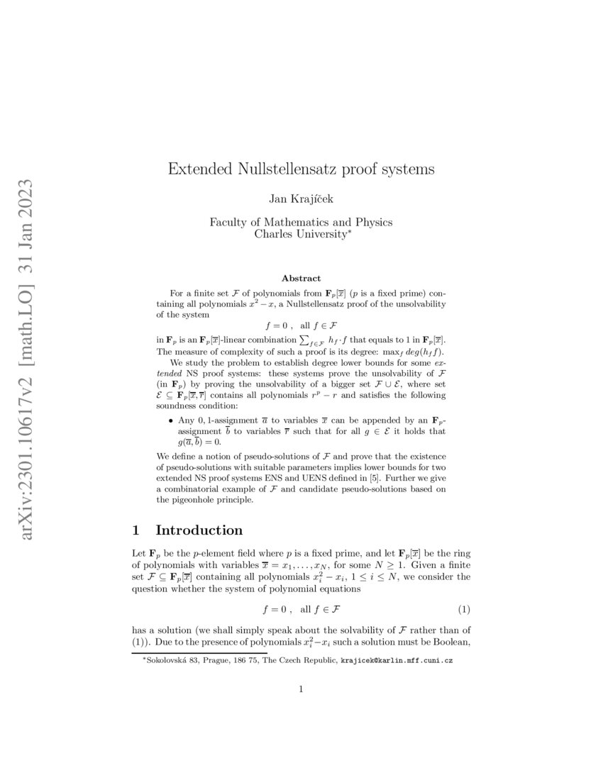 Extended Nullstellensatz proof systems DeepAI