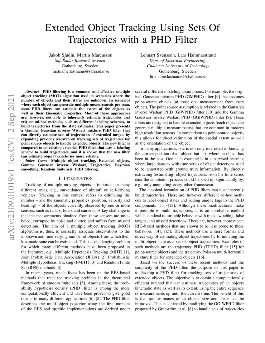 Extended Object Tracking Using Sets Of Trajectories with a PHD Filter