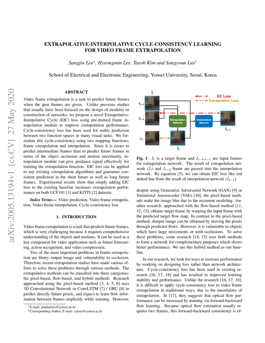 ExtrapolativeInterpolative CycleConsistency Learning for Video Frame