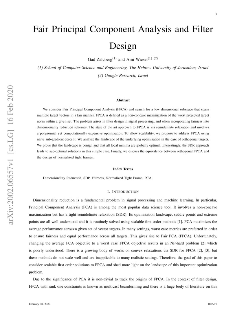 Fair Principal Component Analysis and Filter Design | DeepAI