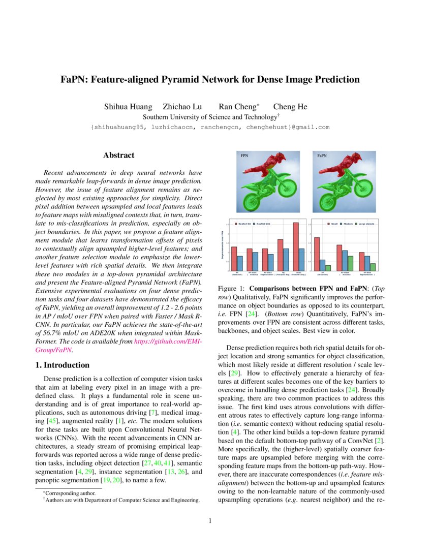 FaPN Feature aligned Pyramid Network For Dense Image Prediction DeepAI