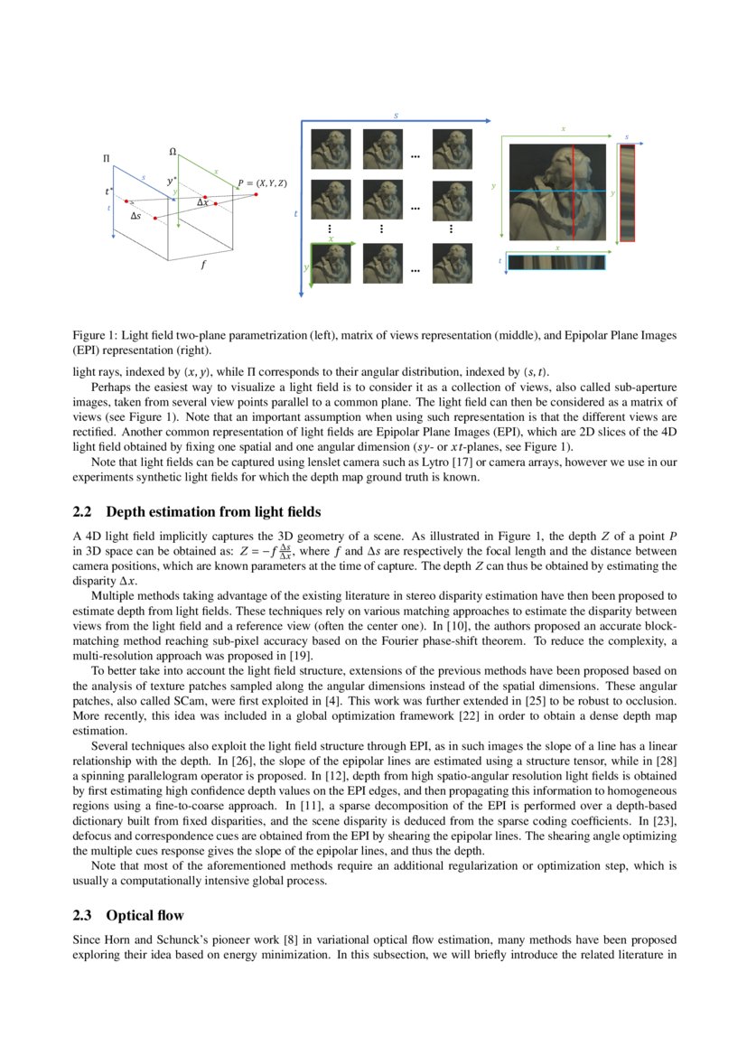 Fast and Accurate Optical Flow based Depth Map Estimation from Light