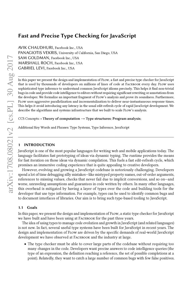 Fast and Precise Type Checking for JavaScript | DeepAI