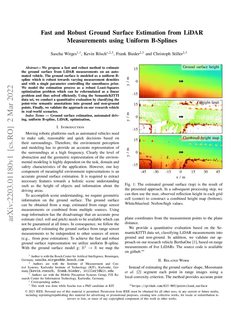 Fast and Robust Ground Surface Estimation from LIDAR Measurements using ...