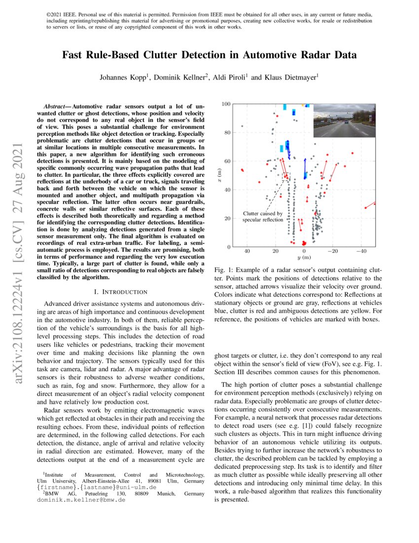 Fast Rule-Based Clutter Detection in Automotive Radar Data | DeepAI
