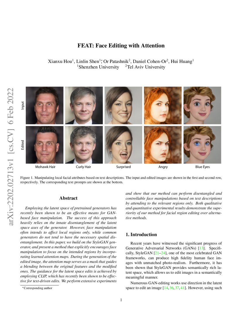 FEAT Face Editing with Attention DeepAI