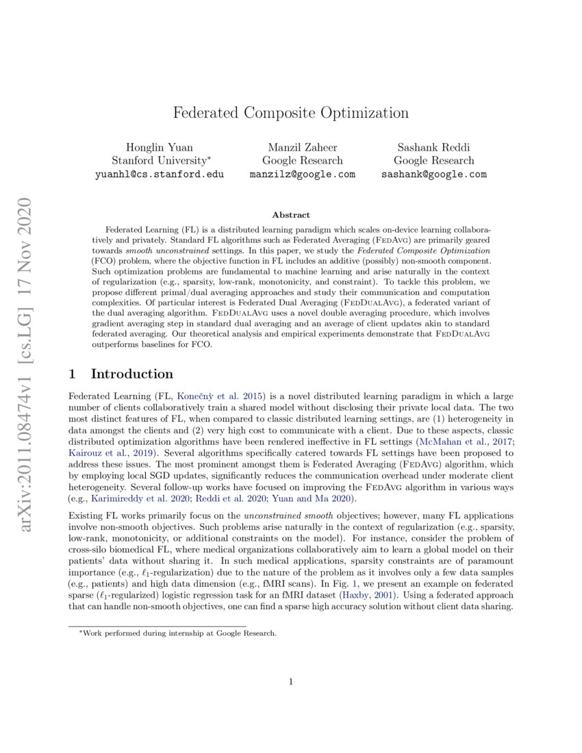 Federated Composite Optimization DeepAI