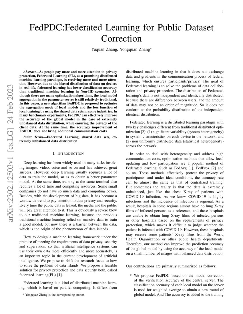 FedPDC:Federated Learning for Public Dataset Correction | DeepAI