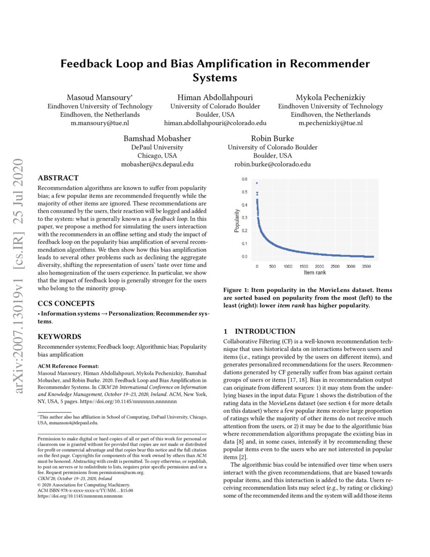 Feedback Loop and Bias Amplification in Systems DeepAI