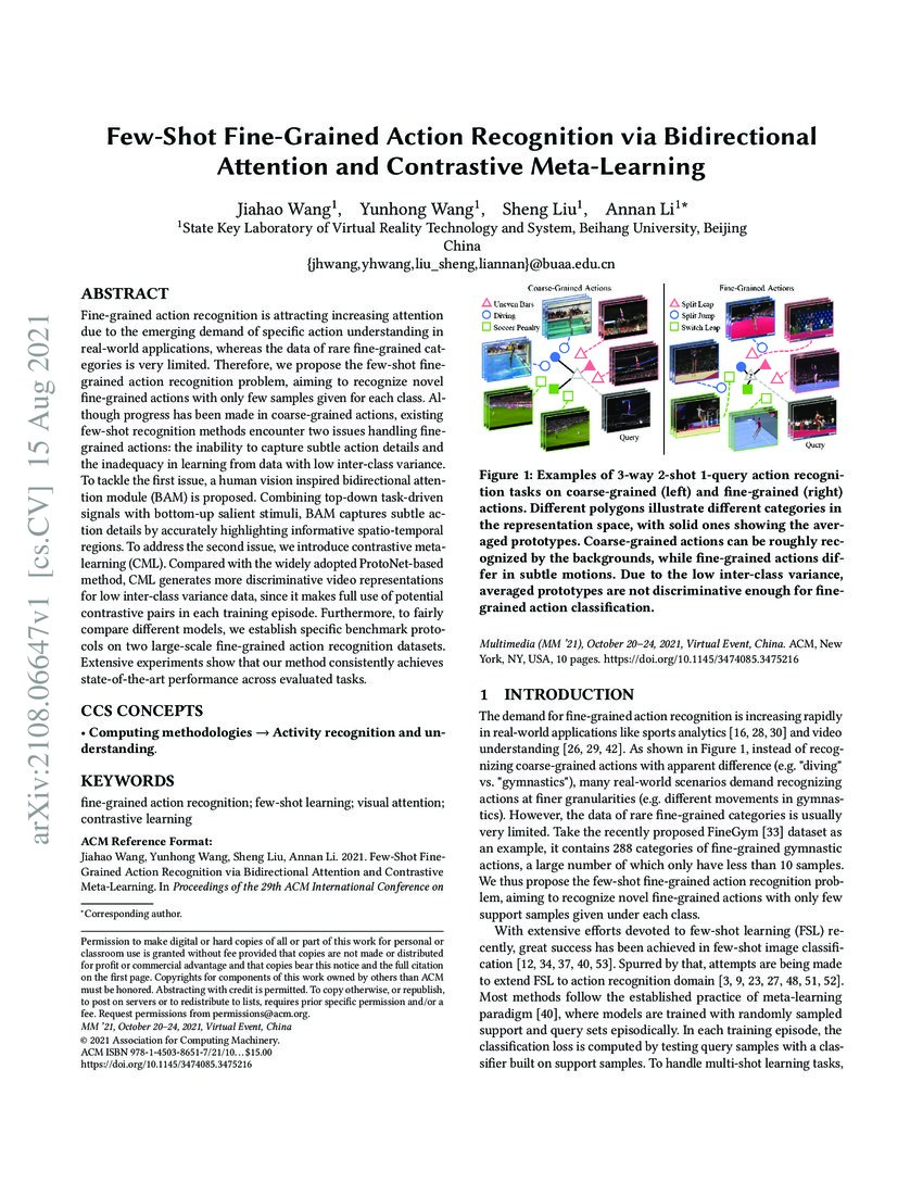 FewShot FineGrained Action Recognition via Bidirectional Attention