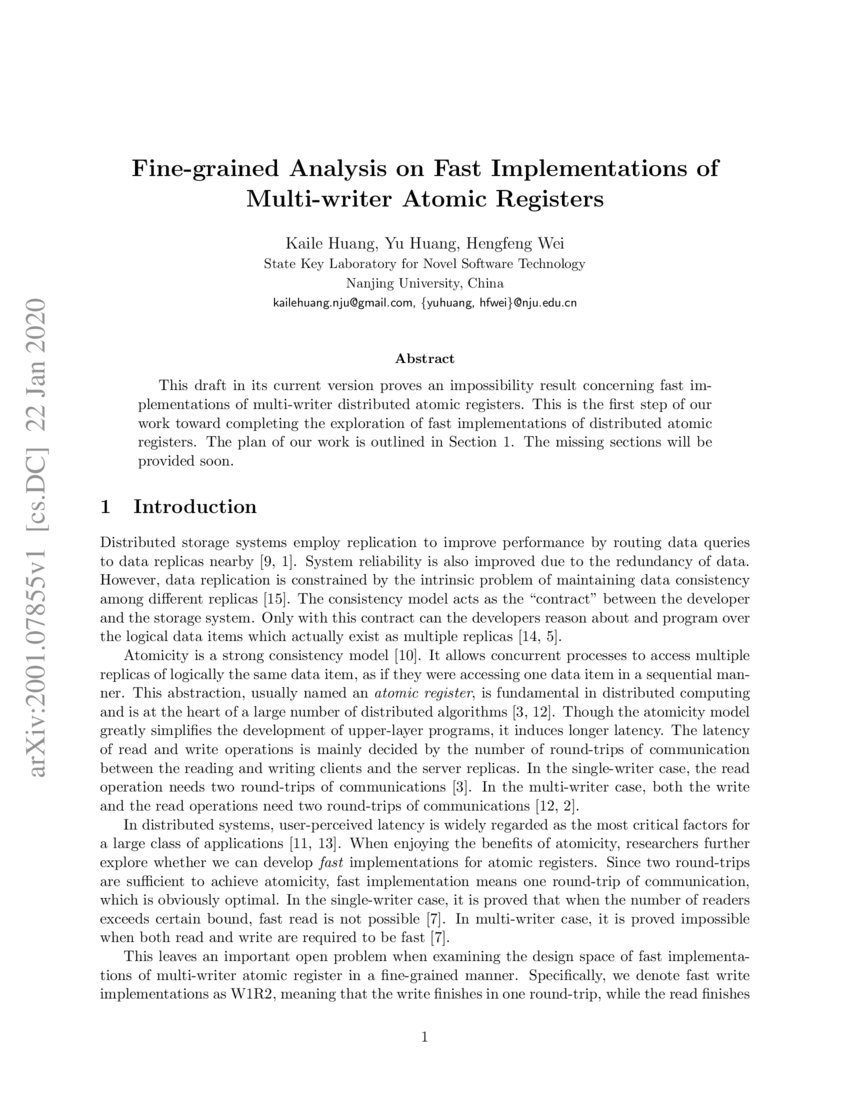 Finegrained Analysis on Fast Implementations of Multiwriter Atomic