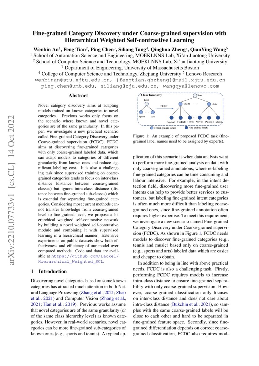 Finegrained Category Discovery under Coarsegrained supervision with
