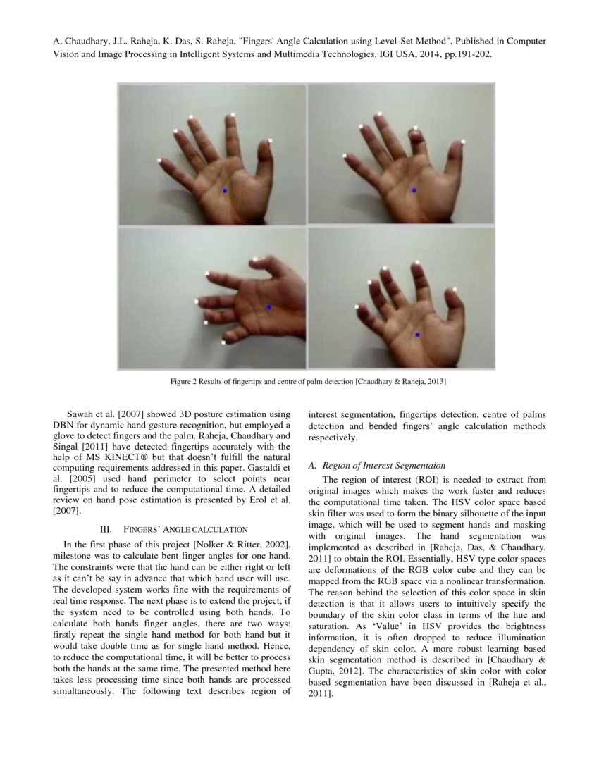 Fingers' Angle Calculation using LevelSet Method DeepAI