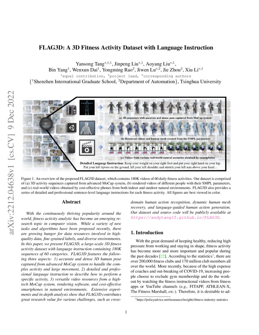 FLAG3D A 3D Fitness Activity Dataset with Language Instruction DeepAI