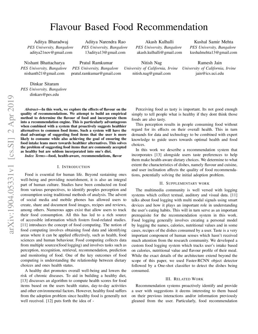 Flavour Based Food DeepAI