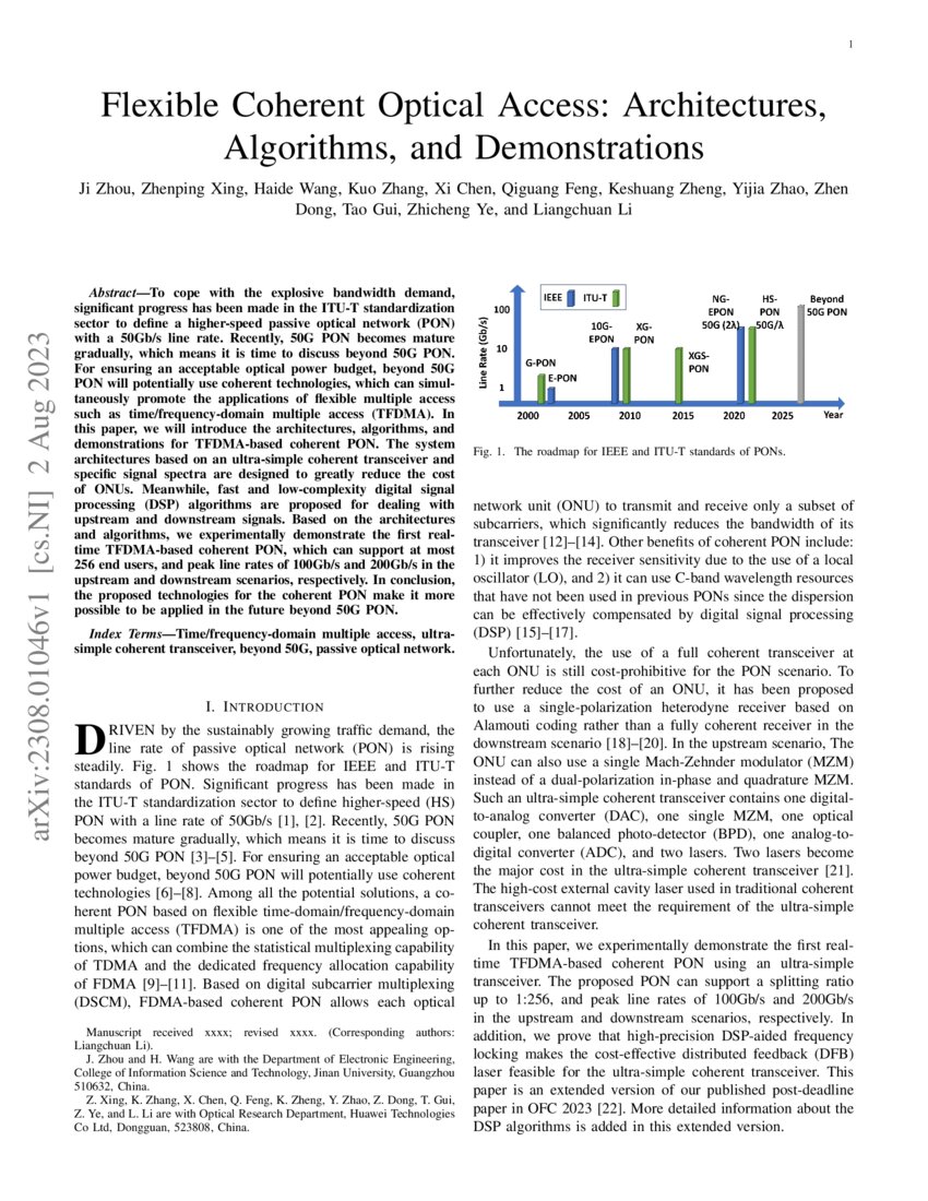 Flexible Coherent Optical Access Architectures, Algorithms, and