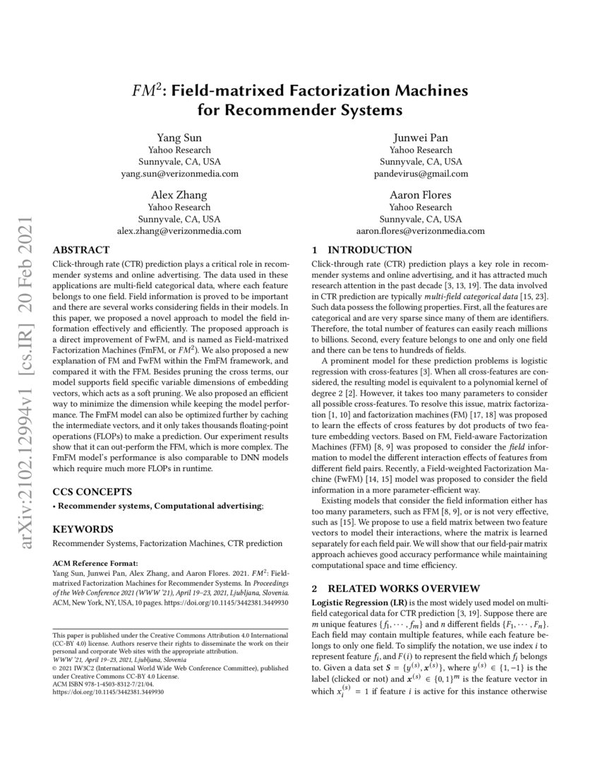 FM^2 Fieldmatrixed Factorization Machines for Systems