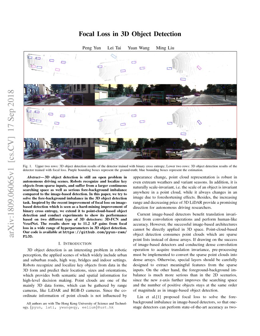Focal Loss in 3D Object Detection | DeepAI