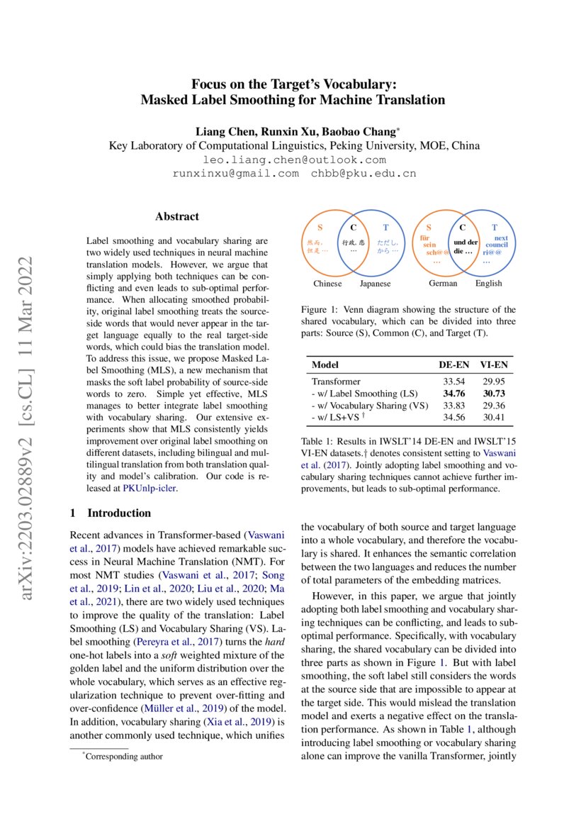 Focus on the Target's Vocabulary Masked Label Smoothing for Machine