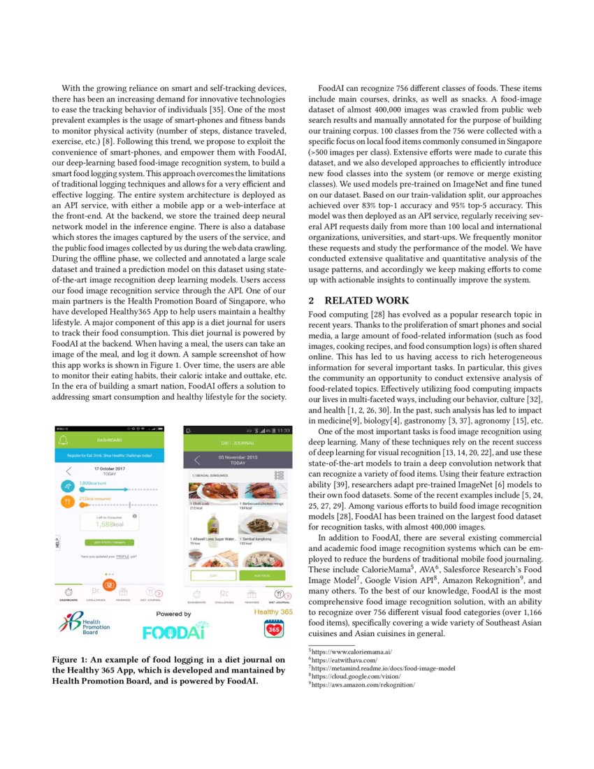 FoodAI Food Image Recognition via Deep Learning for Smart Food Logging