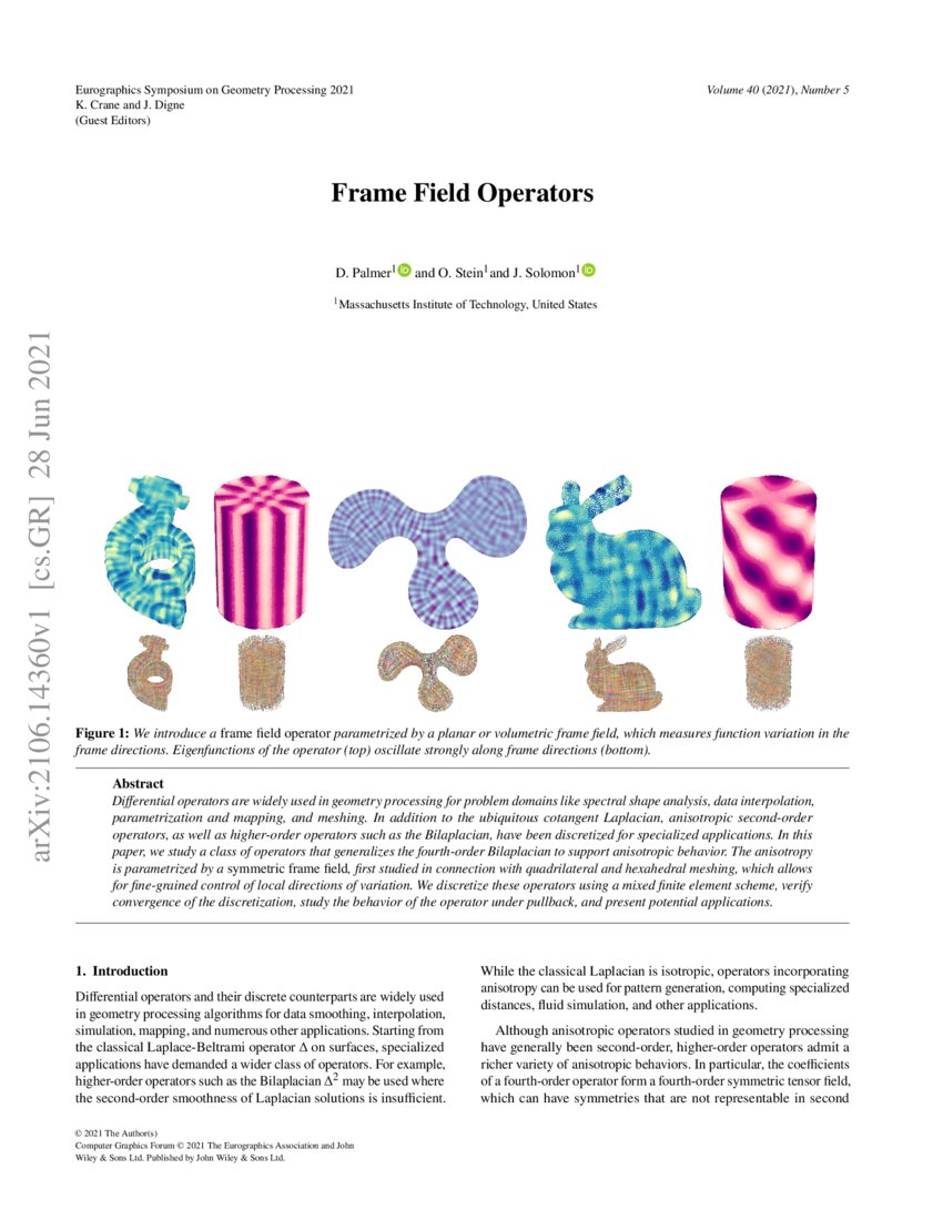 Frame Field Operators DeepAI