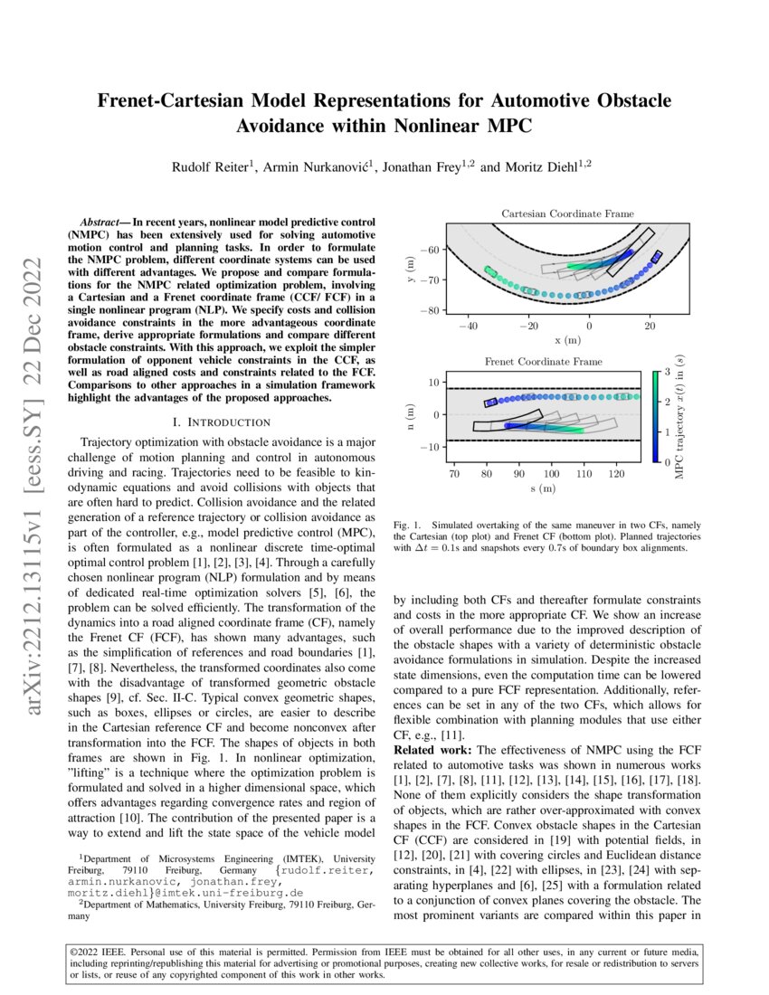 Frenet-Cartesian Model Representations for Automotive Obstacle ...