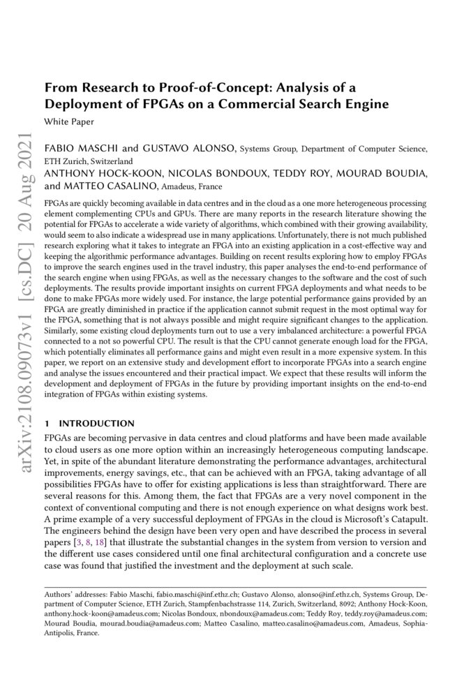 From Research to ProofofConcept Analysis of a Deployment of FPGAs on