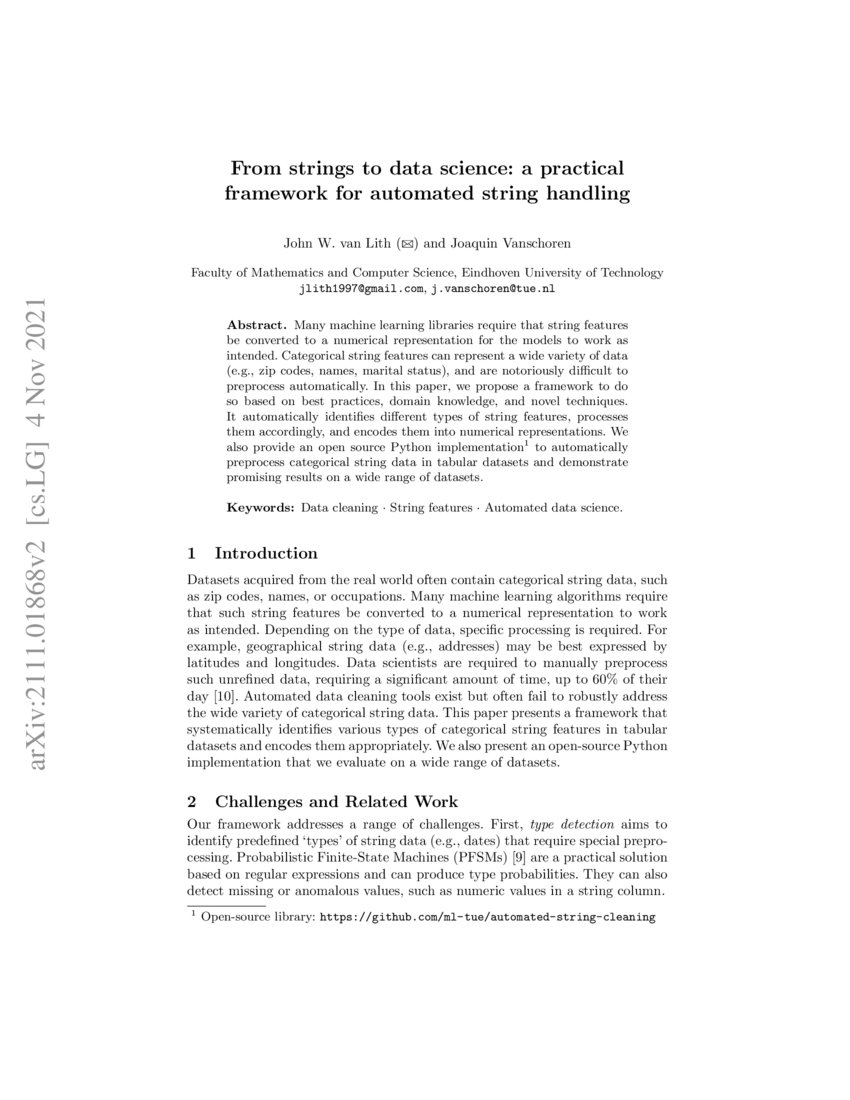 From Strings To Data Science A Practical Framework For Automated