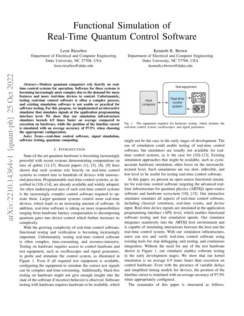 Functional Simulation of Real-Time Quantum Control Software | DeepAI