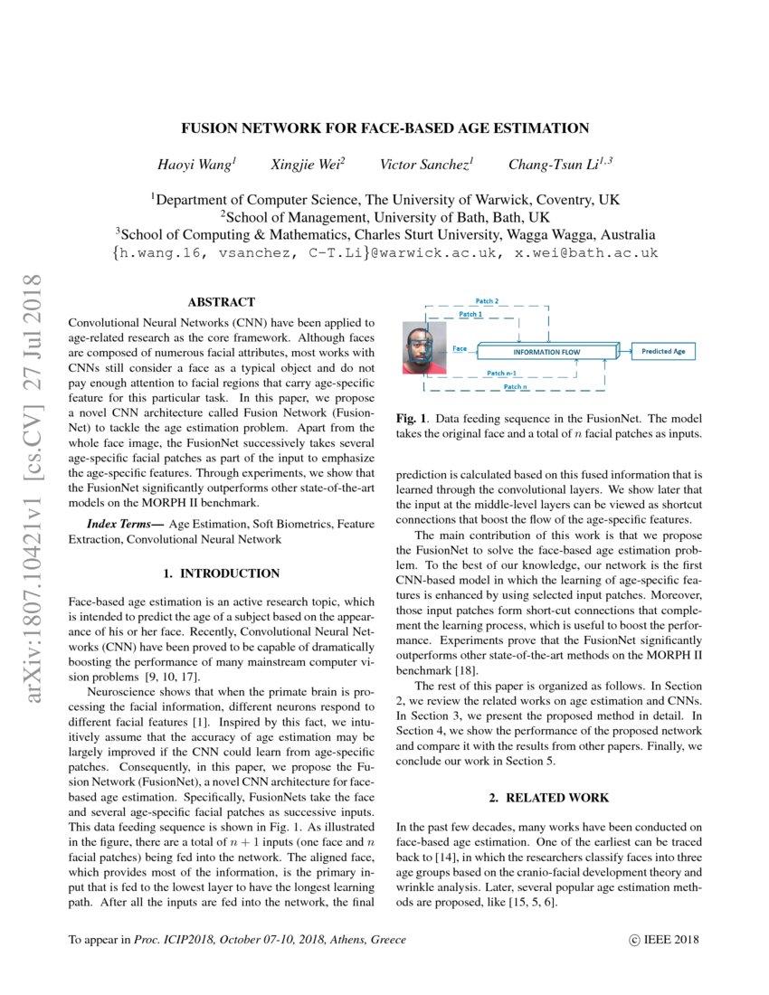Fusion Network for Facebased Age Estimation DeepAI