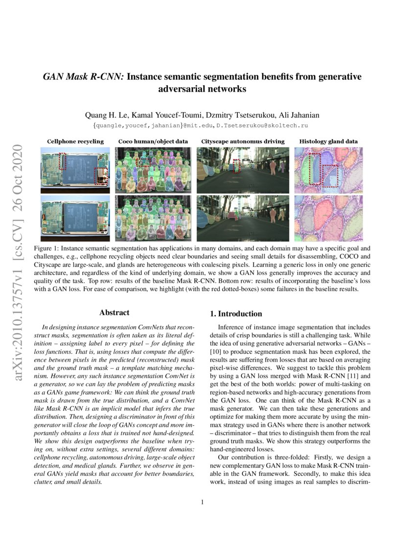 GAN Mask R-CNN:Instance semantic segmentation benefits from ...