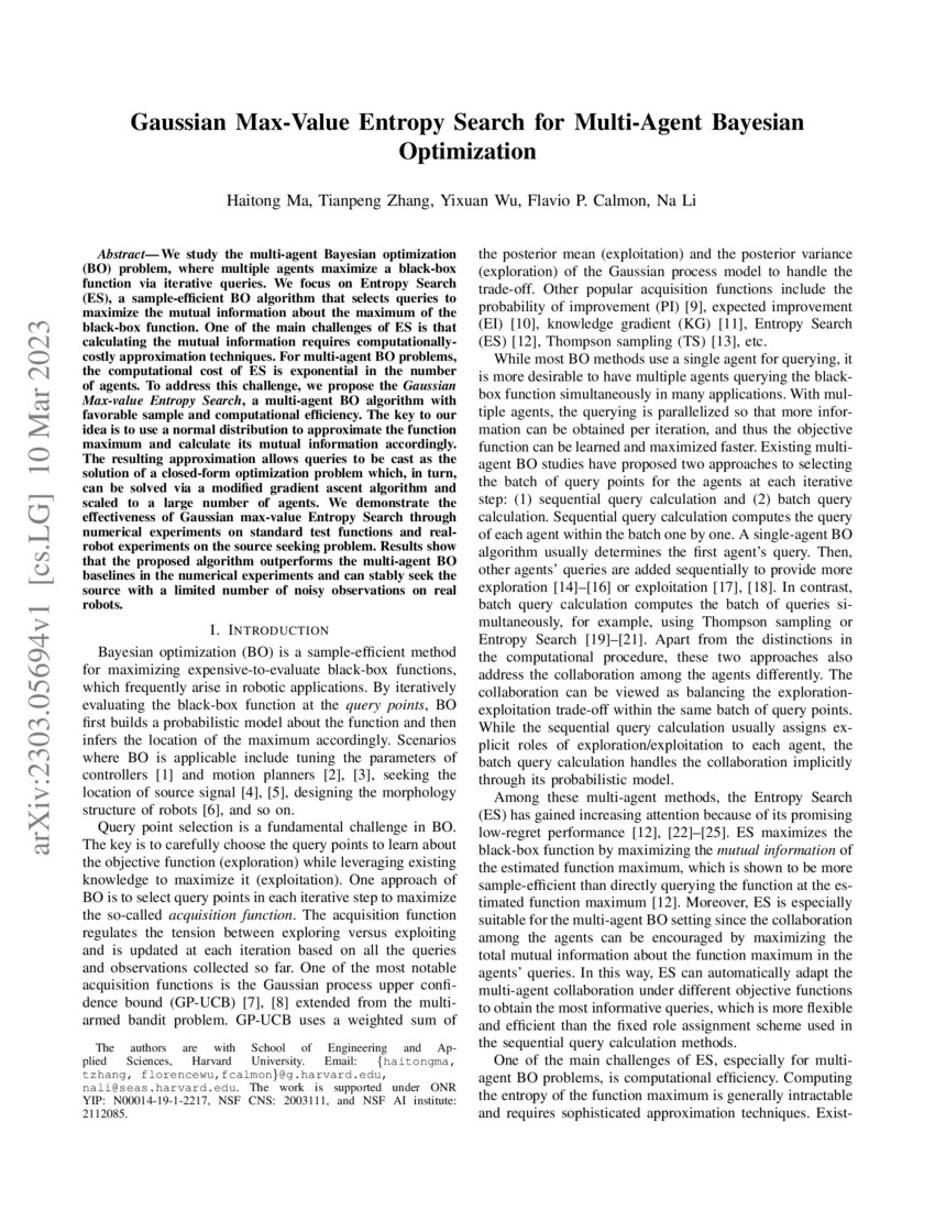 Gaussian Max Value Entropy Search For Multi Agent Bayesian Optimization gaussian-max-value-entropy-search-for-multi-agent-bayesian-optimization