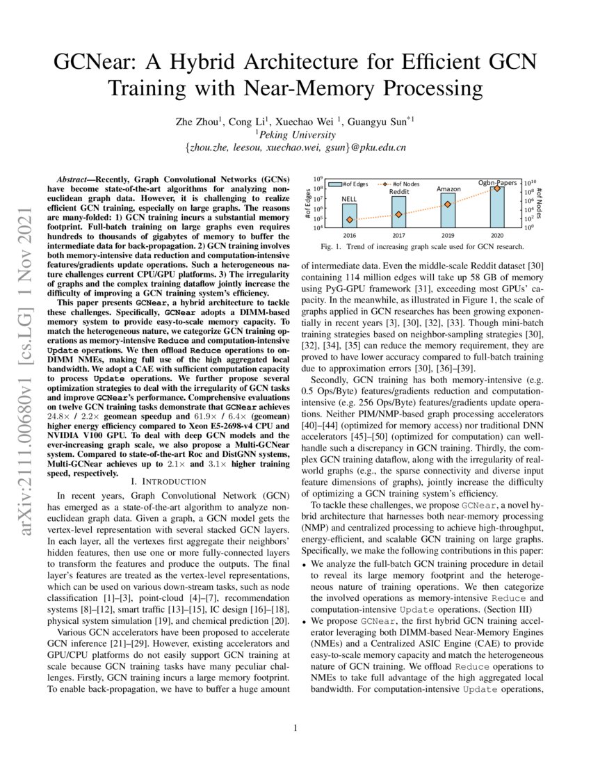 GCNear: A Hybrid Architecture for Efficient GCN Training with Near-Memory  Processing | DeepAI