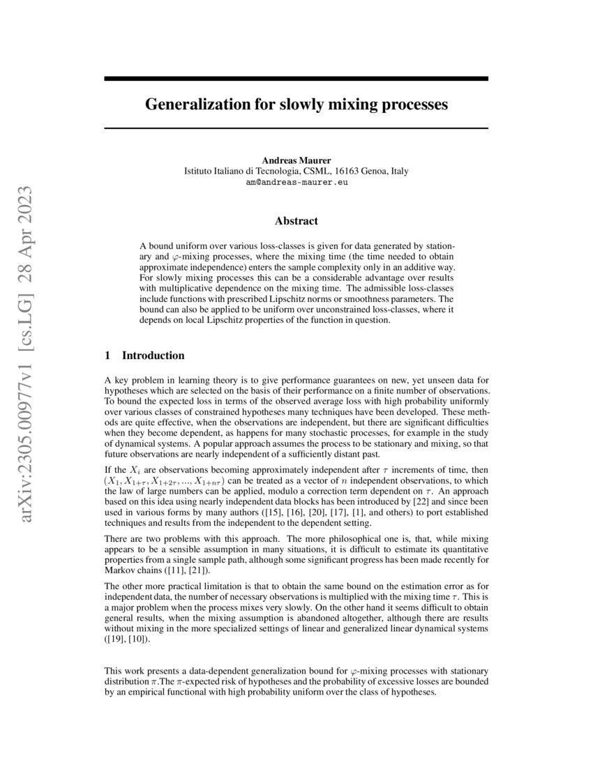 Generalization for slowly mixing processes DeepAI