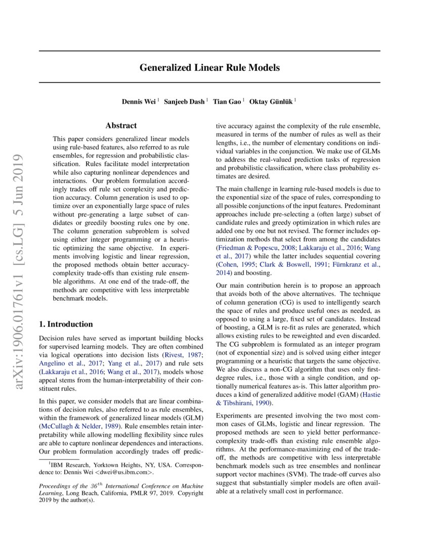 Generalized Linear Rule Models | DeepAI