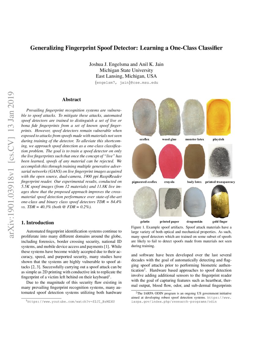 Generalizing Fingerprint Spoof Detector Learning A One Class Generalizing fingerprint spoof detector learning a one class