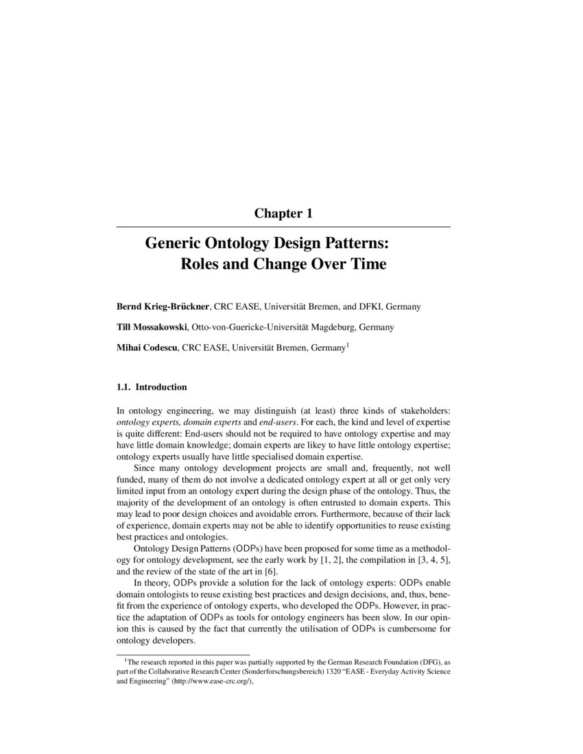 Generic Ontology Design Patterns: Roles and Change over Time | DeepAI