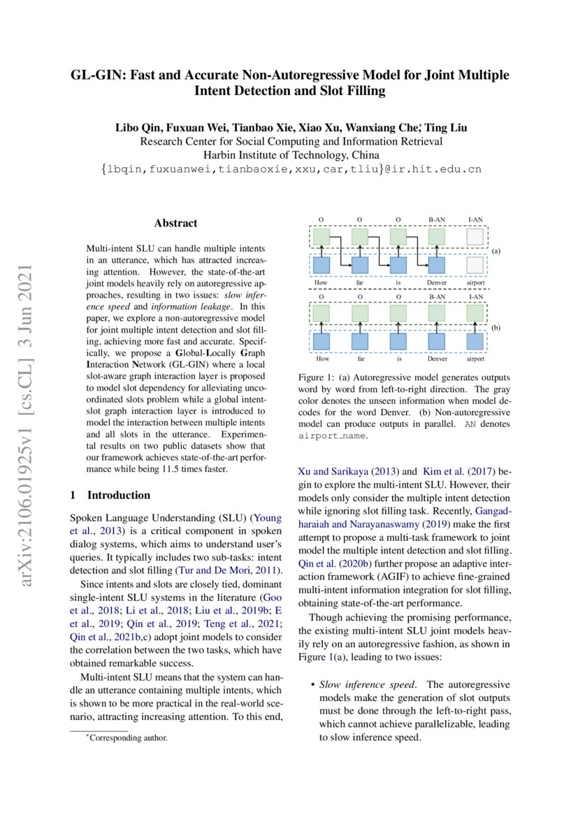 GLGIN Fast and Accurate NonAutoregressive Model for Joint Multiple