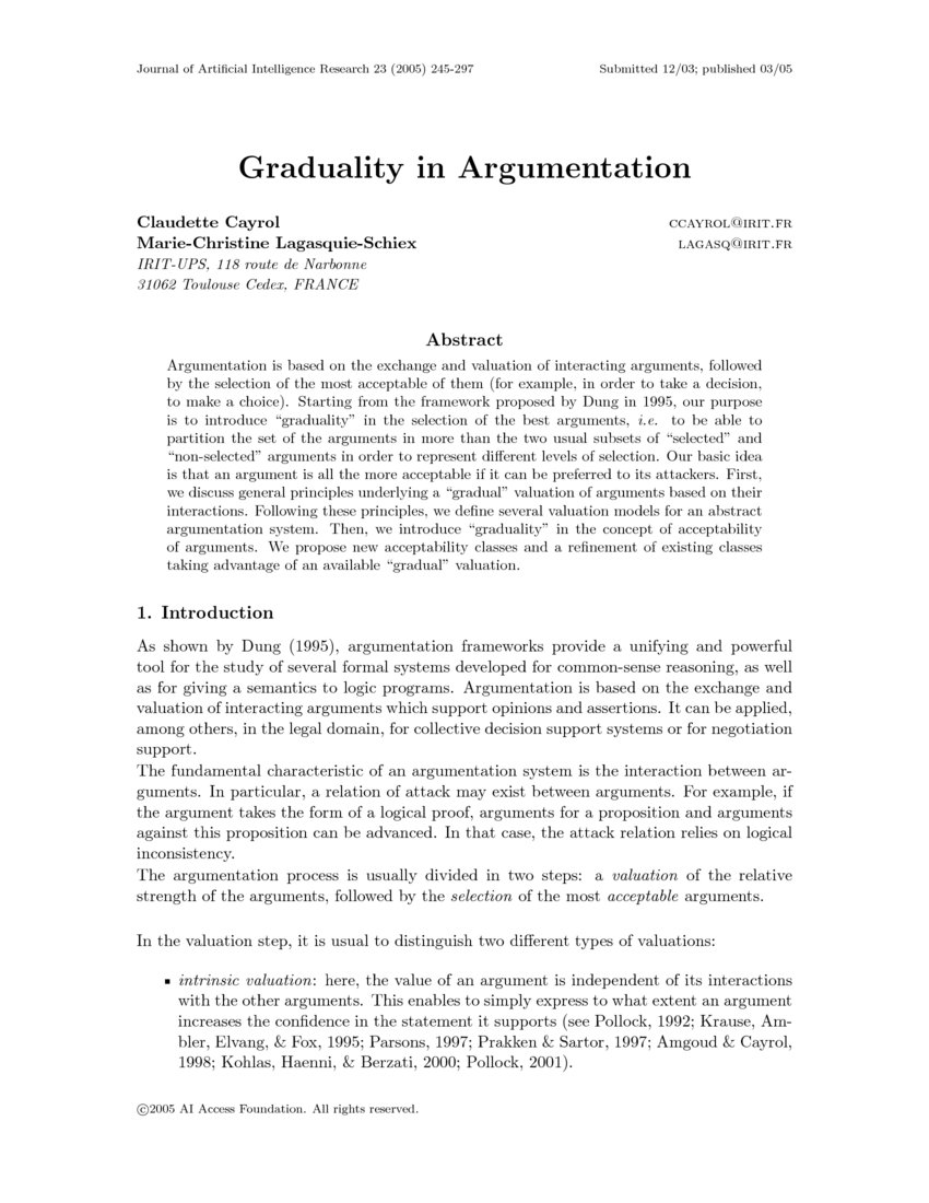 Graduality in Argumentation | DeepAI