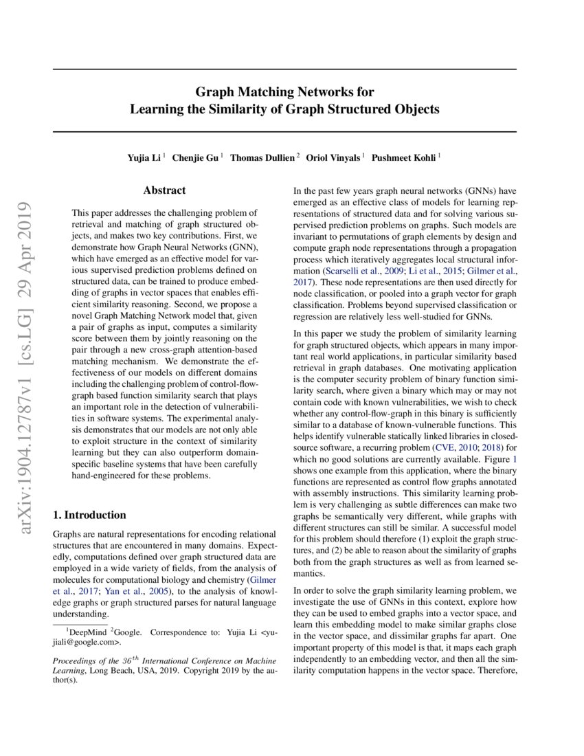 Graph Matching Networks for Learning the Similarity of Graph Structured