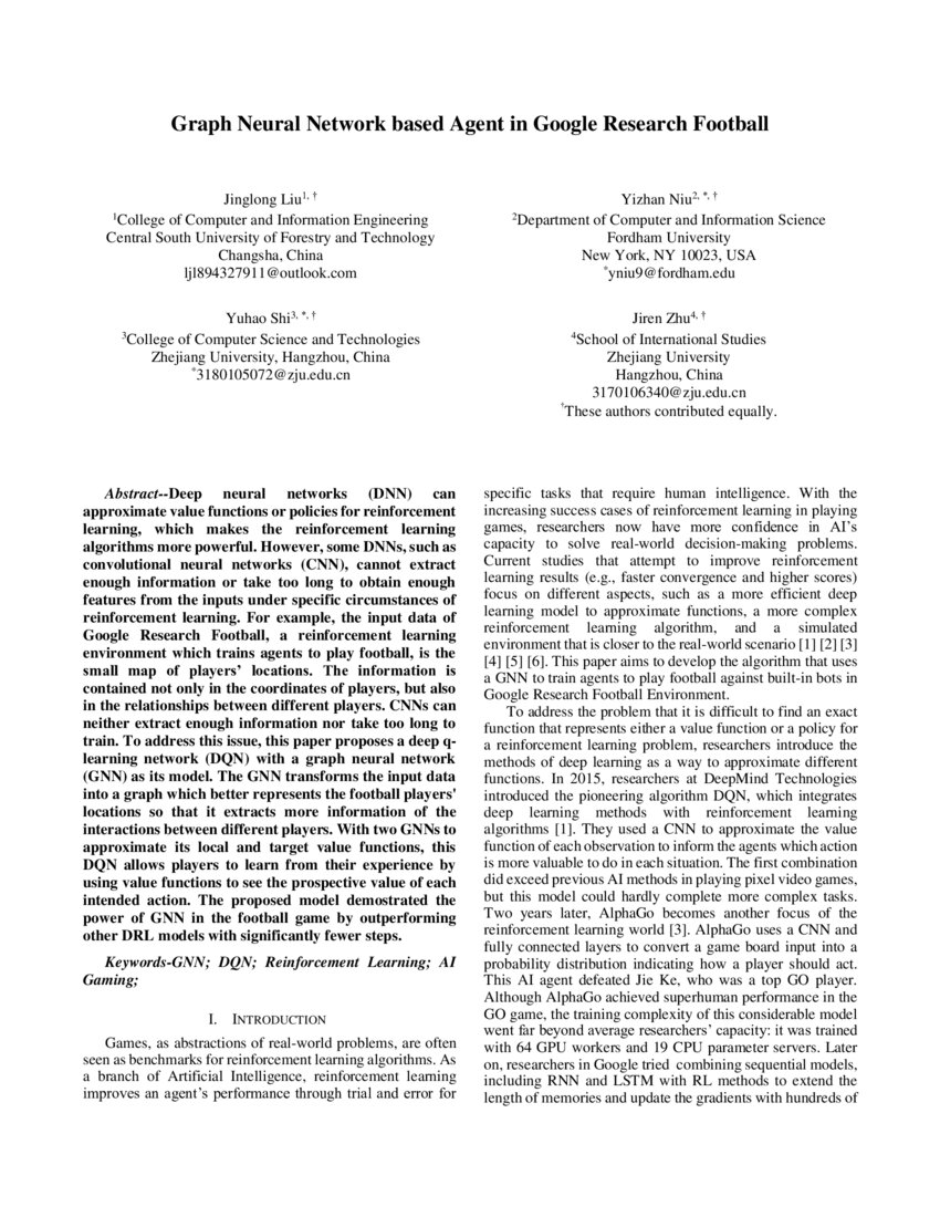 Graph Neural Network based Agent in Google Research Football DeepAI