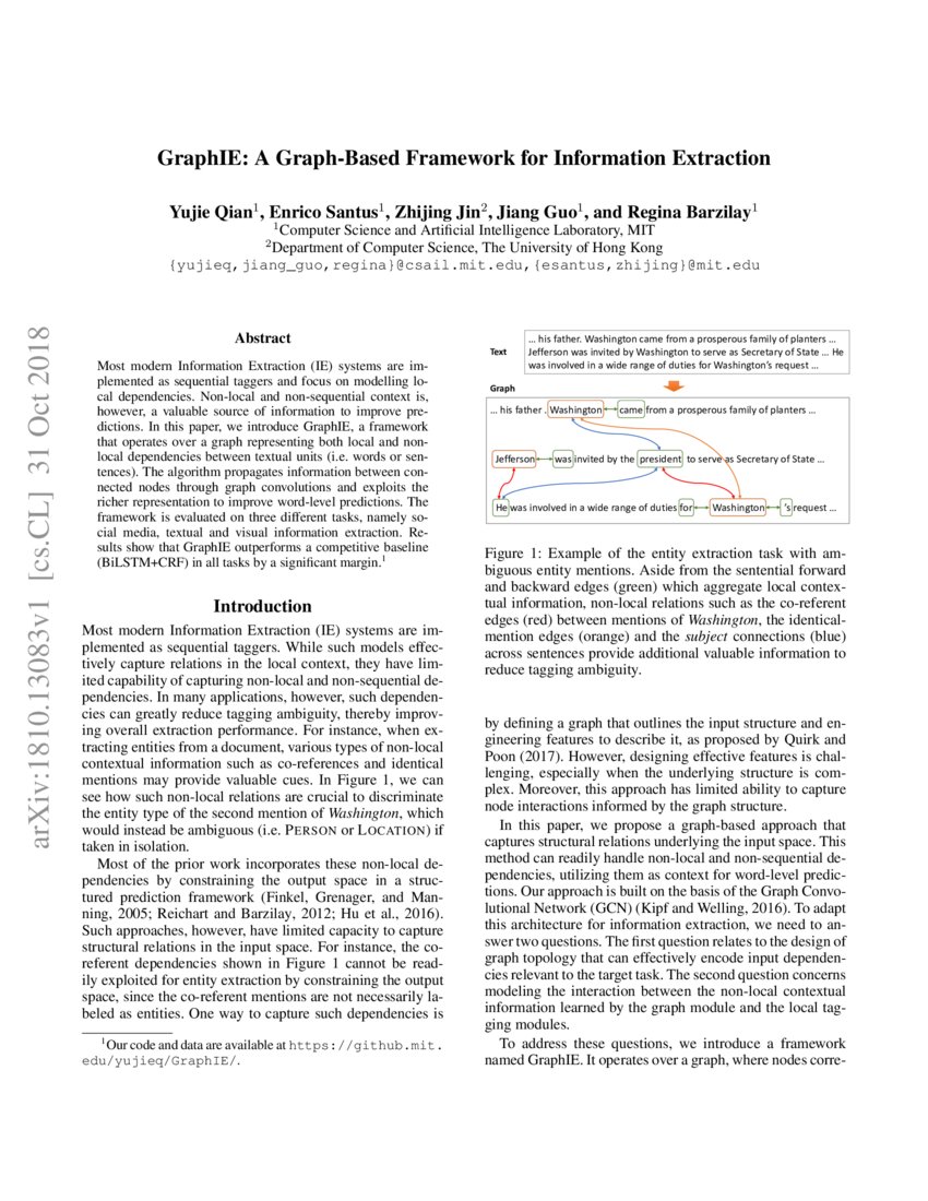 GraphIE: A Graph-Based Framework for Information Extraction | DeepAI