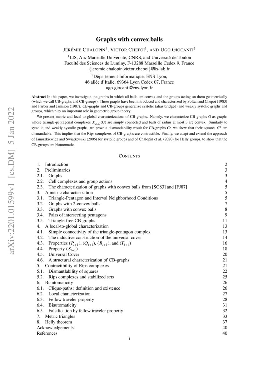 Graphs with convex balls DeepAI