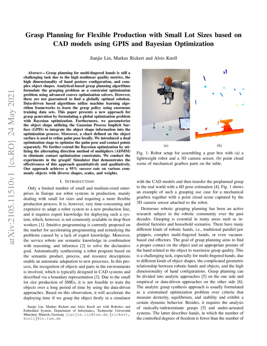 Grasp Planning for Flexible Production with Small Lot Sizes based on
