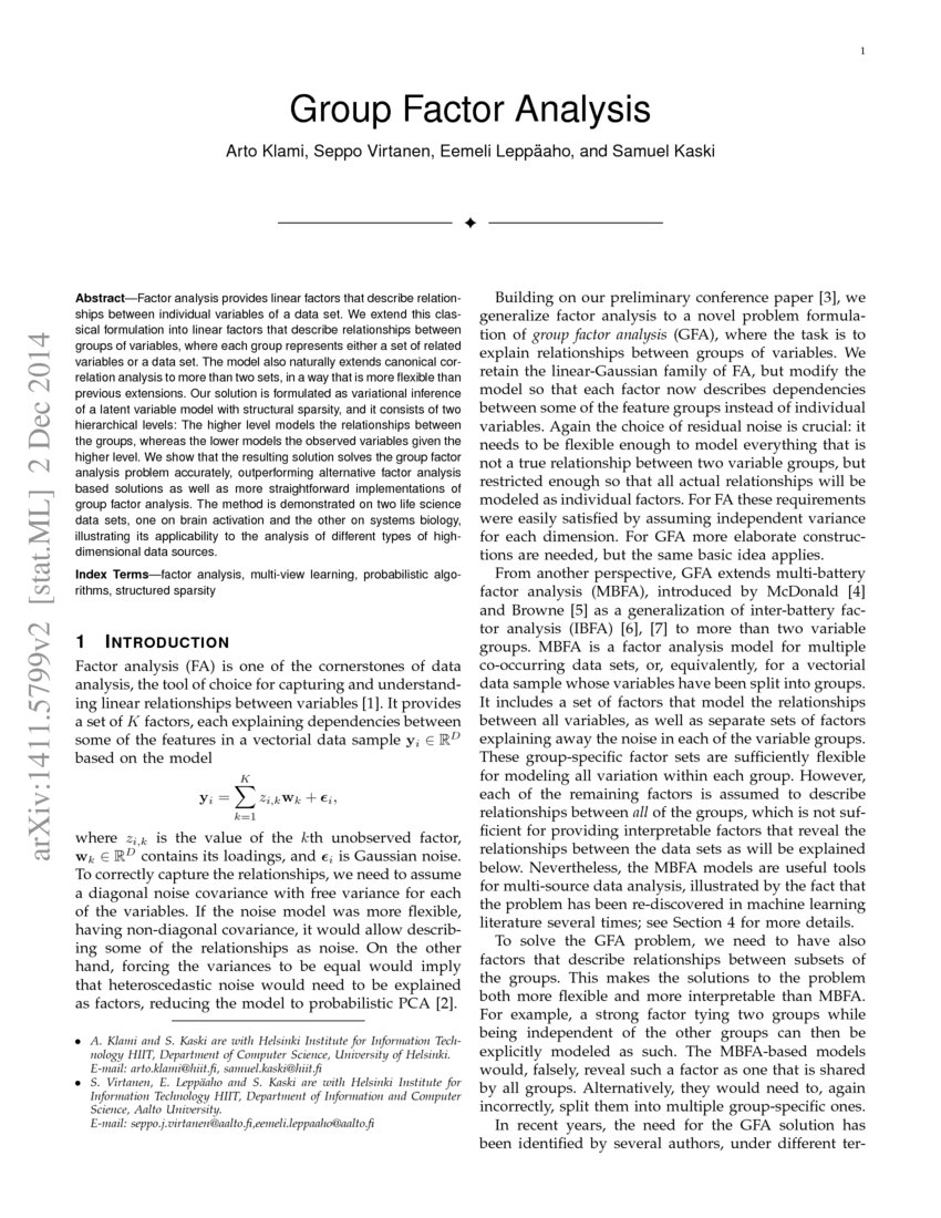 Group Factor Analysis DeepAI