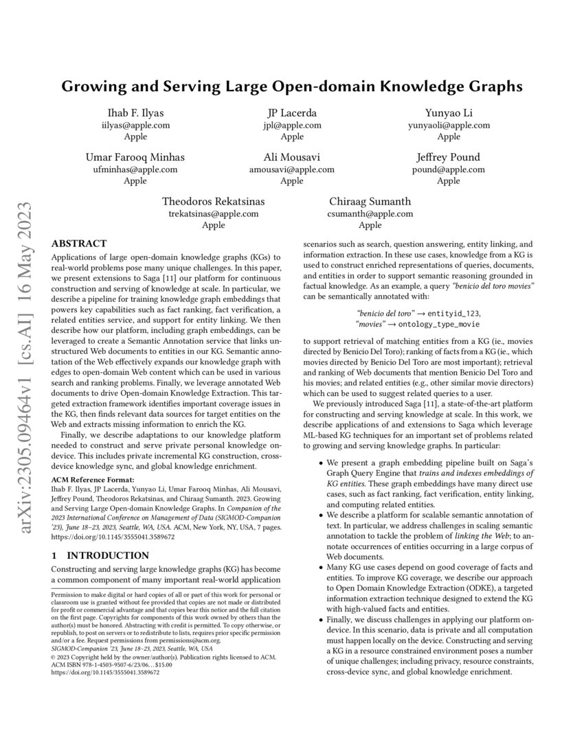 Growing and Serving Large Open-domain Knowledge Graphs | DeepAI