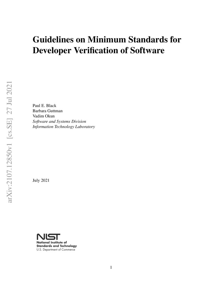 Guidelines On Minimum Standards For Developer Verification Of Software