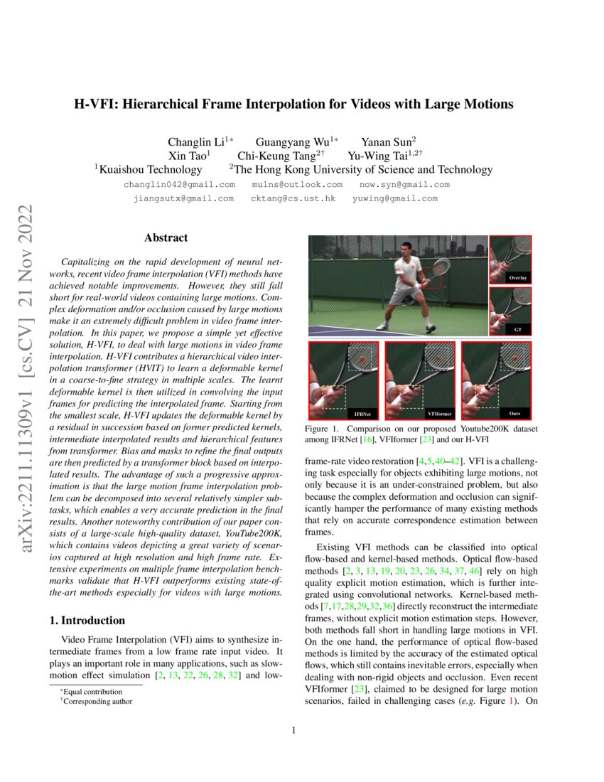 HVFI Hierarchical Frame Interpolation for Videos with Large Motions