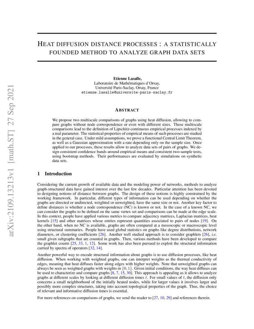 Heat diffusion distance processes: a statistically founded method to ...
