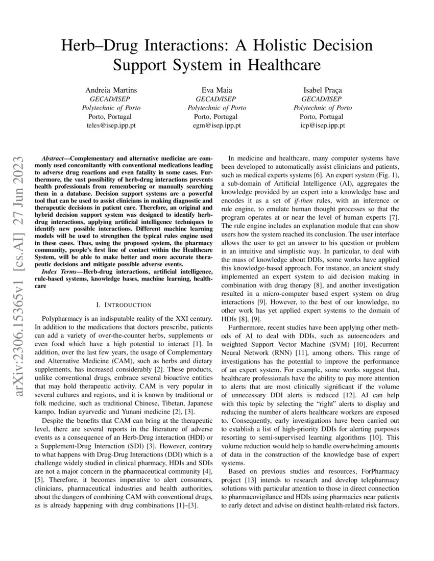 HerbDrug Interactions A Holistic Decision Support System in